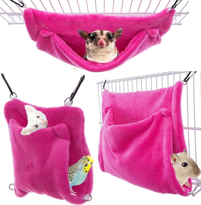 3 Kleuren Warm Twee Layer Parrot Hamster Chinchilla Hangmat Eekhoorn Suiker Zweefvliegtuig Opknoping Slaapzak Bed Kooi Kleine Pet Supply