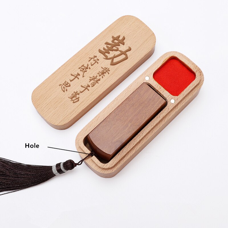 Custom Natural Beech Seal Box Portable Box of Calligraphy Personal Name Stamp Wooden Seal Storage Box Ox Horn Stamp Box