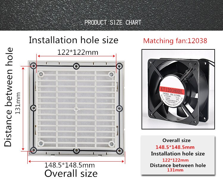 Double Ball Bearing Fan Ventilation Filter Set Grille Louvers Blower Exhaust Ventilation System Fan Filter With Fan