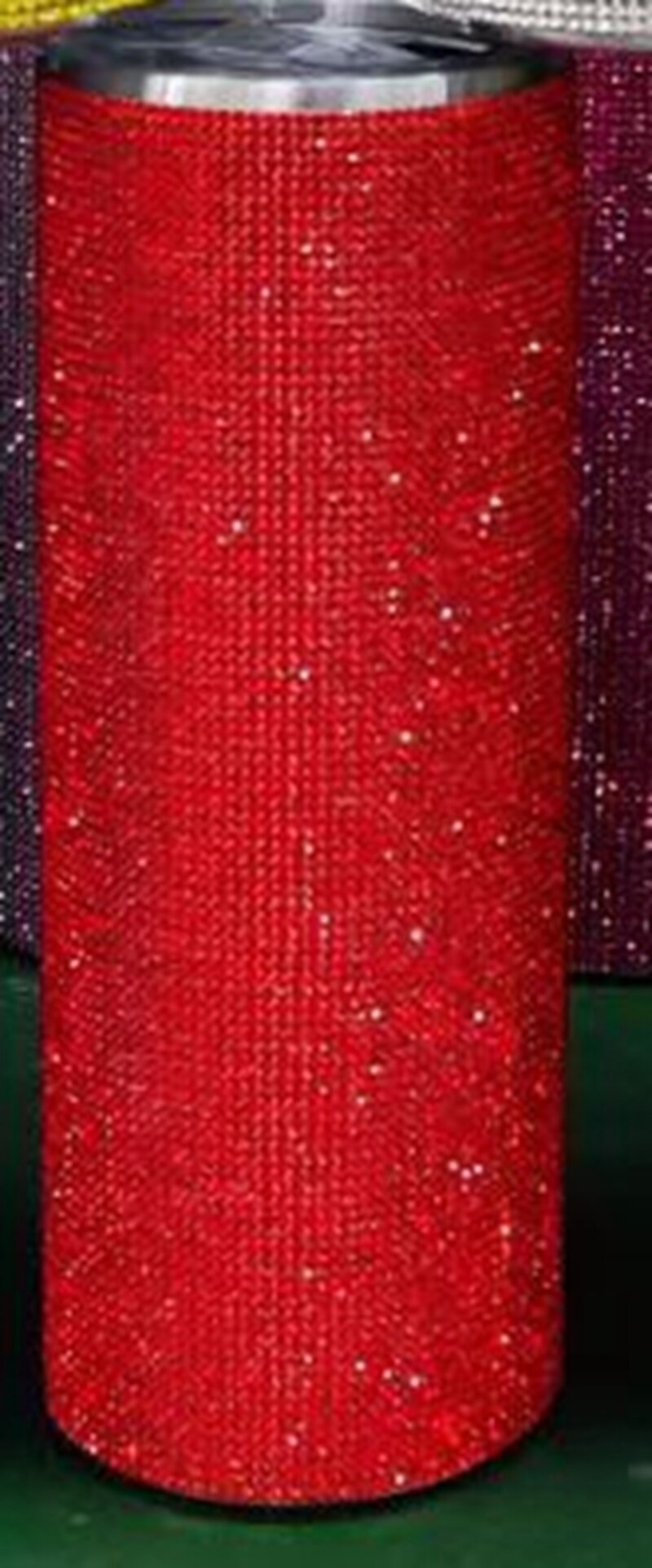 Luxury Diamond 20oz Bling Rhinestone Crystal skinny Tumbler Double Walled Insulated Stainless Steel Skinny Thermo With Lid Straw: 7