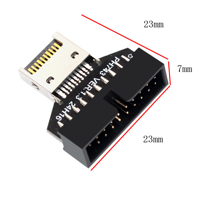 Type E to USB 19/20 PIN Converter Connect USB3 USB2 Type C Mainboard PC Case Front Panel to Type E Vertical Extend Adapter
