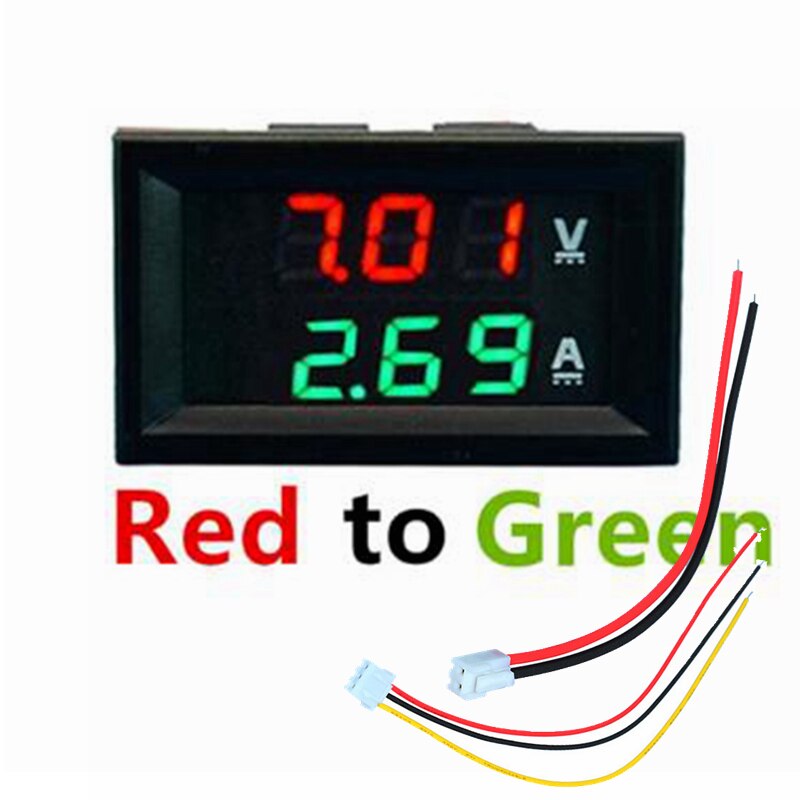 Dc 100V 10A Voltmeter Amperemeter Blauw + Rood Led Amp Dual Digitale Volt Meter Gauge Digitale Voltmeter ampèremeter: 100V 10A Red Green