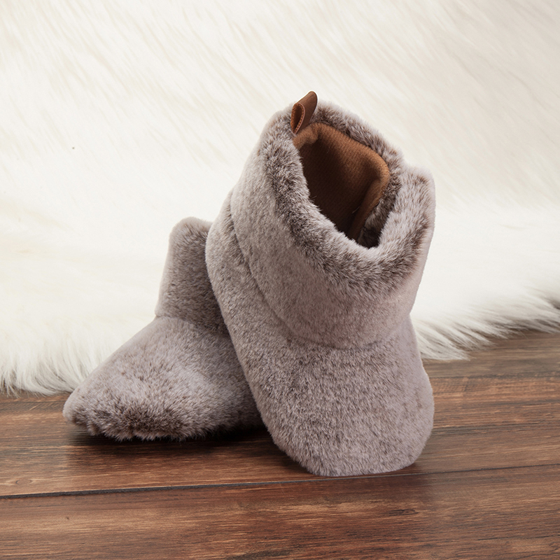 Winter Baby Laarzen Voor Meisjes Jongens Fuzzy Babyschoenen Effen Kleur Anti-Slip Zool Dikke Warme Schoenen Midden buis Snowboots