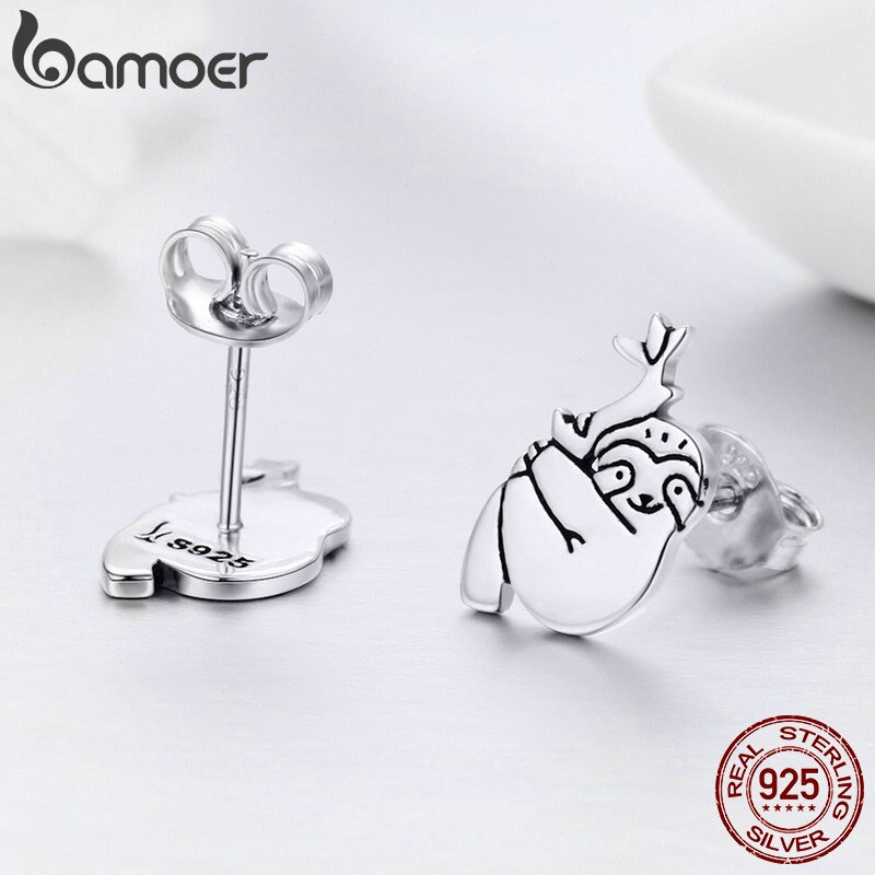 BAMOER 100% 925 Sterling Silber SchöNe Trägheit Ebene Kleine Zucht Ohrringe für Frauen Sterling Silber Schmuck S925 SCE327