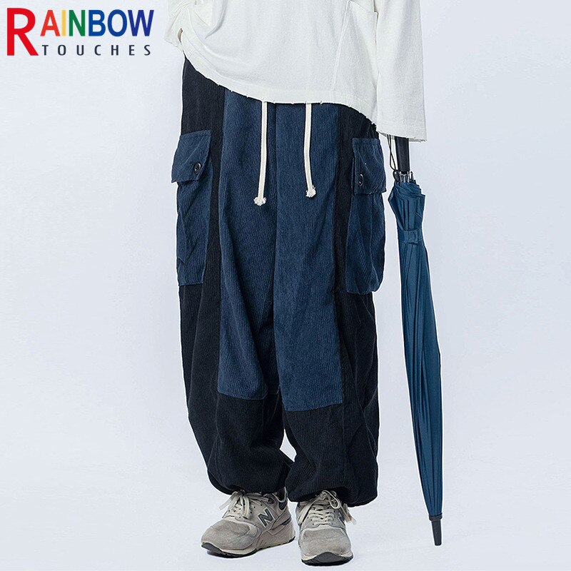 Rainbowtouches Mode Casual Sport Training High Street Vintage Stijl Broek Corduroy Mannen Trendy Oversize Losse Broek