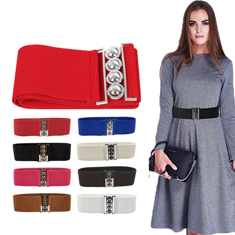 Elastic Belt for Dress Women Waist Belt hengreda Stretch Elastic Wide Corset Waist by Metal Buckle for Skrit Pants