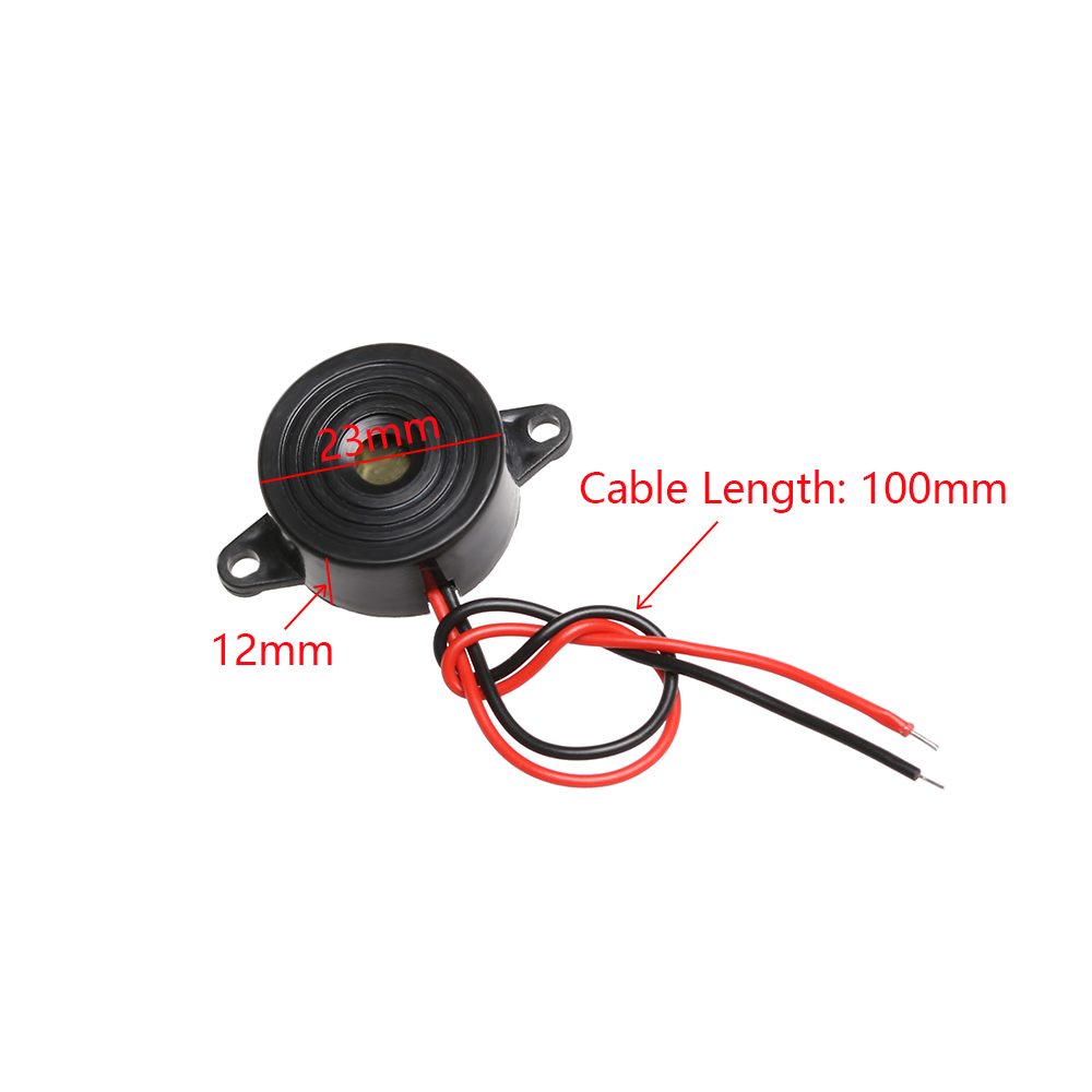 1/2/5pcs 3-24V Black Nylon Piezo Electronic Buzzer Alarm 23x12mm 95DB Continuous Sound Beeper with Tin Plated Copper Wire