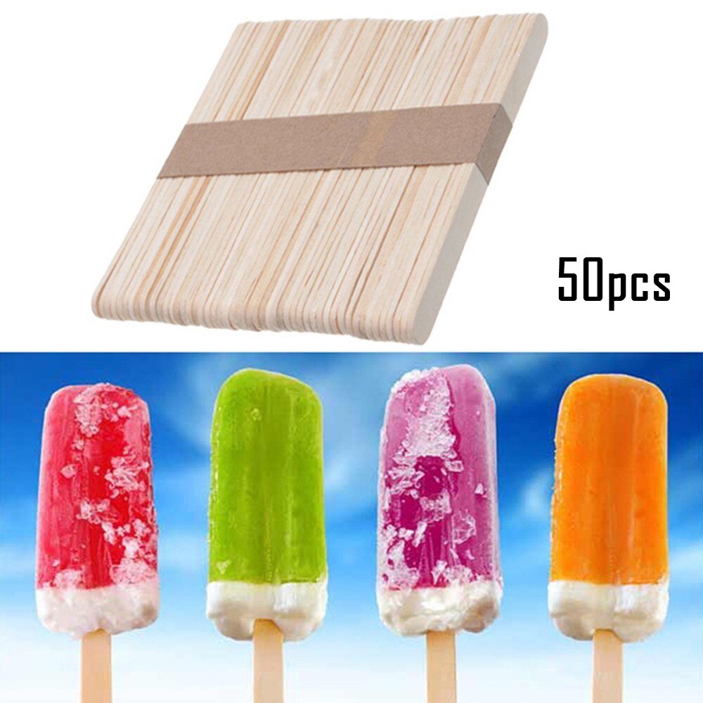 50pcs Popsicle Stick Ice Cube Maker Cream Tools Model Special-Purpose Wooden Craft Stick Lollipop Mold Accessories