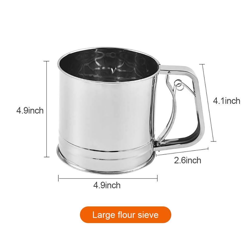 Multi-model Handheld 250ml 500ml 750ml Filter Sieve Baking Tool Stainless Steel 30 Mesh Semi-automatic Flour Sieve Kitchen Tools