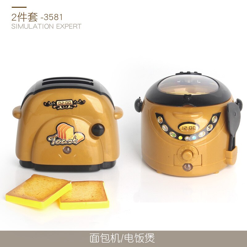 Online Celebrity Kinderen Mini Keuken Set Meisje Model Speelhuis Zwart En Gouden Kleine Apparaten Speelgoed Koelkast Wassen Ma: 3581 Two Piece Set