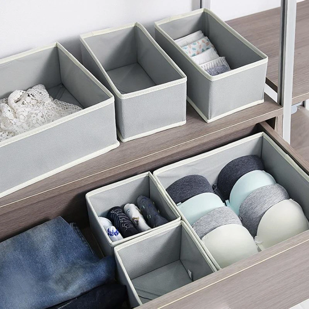 Schubladen-Organizer, 6 Stück/einstellen, Schlafzimmer-Schrank-Aufbewahrungsboxen, faltbarer Stoff-Schrank-Aufbewahrungskorb für Kleidung, Unterwäsche, BH, Socken