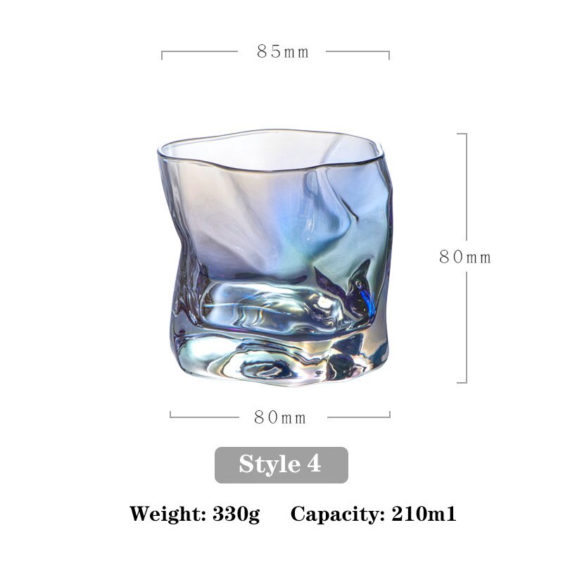 Japanese-style Twisted Gold Rim Glass Wine Glasses, Irregular Glasses, Suitable for Cold Drinks, Juice, Beer, Whiskey,: Style 4