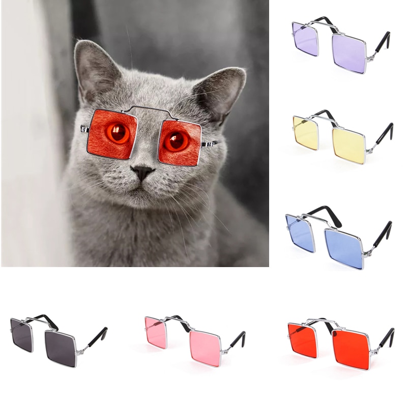 Vintage firkantet kat solbriller kæledyr solbriller udsagn briller til lille hund kat kæledyr fotos rekvisitter tilbehør