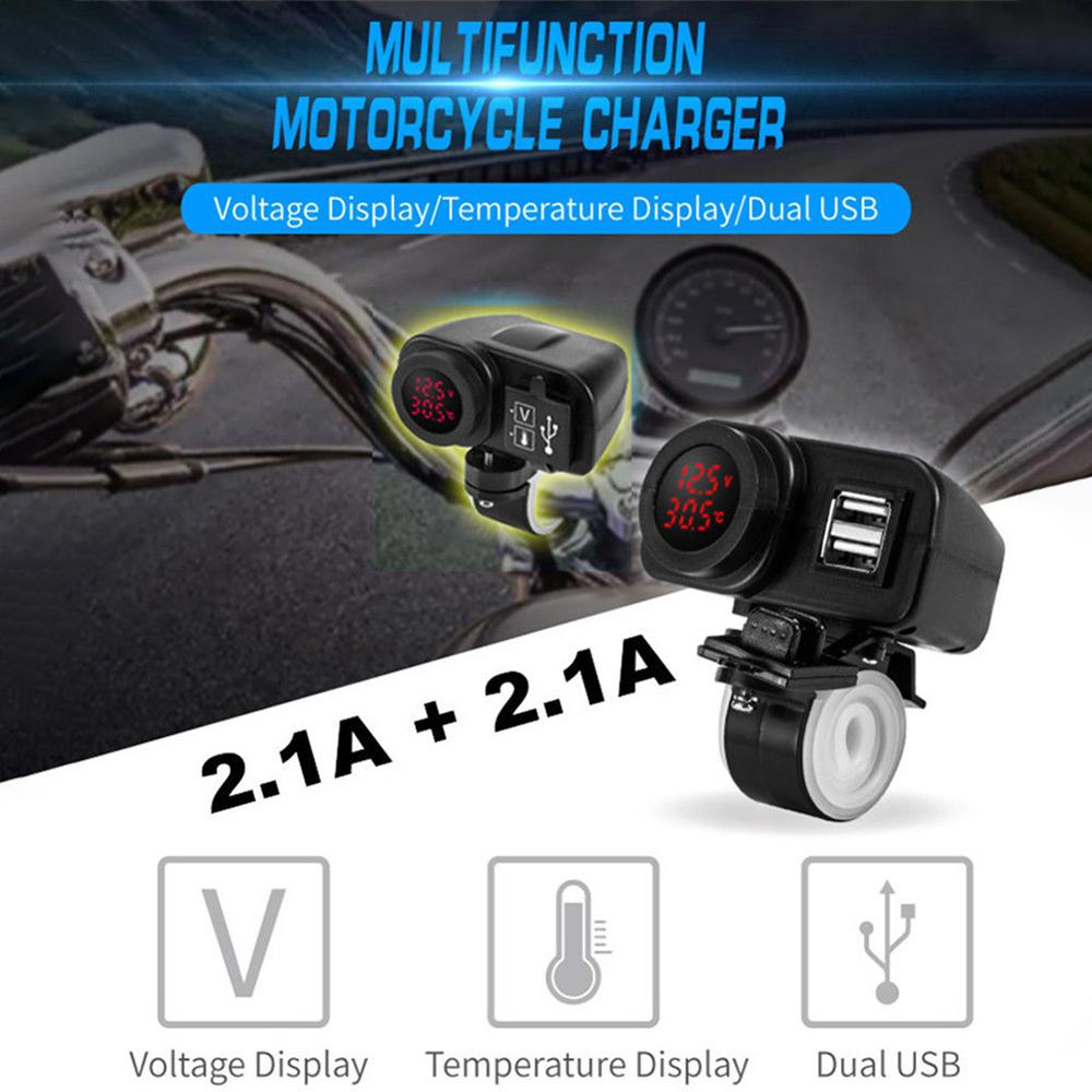 Dual USB Port 12V Waterproof Motorcycle Handlebar Quick Charger with Voltmeter On Off Switch Quick CSV