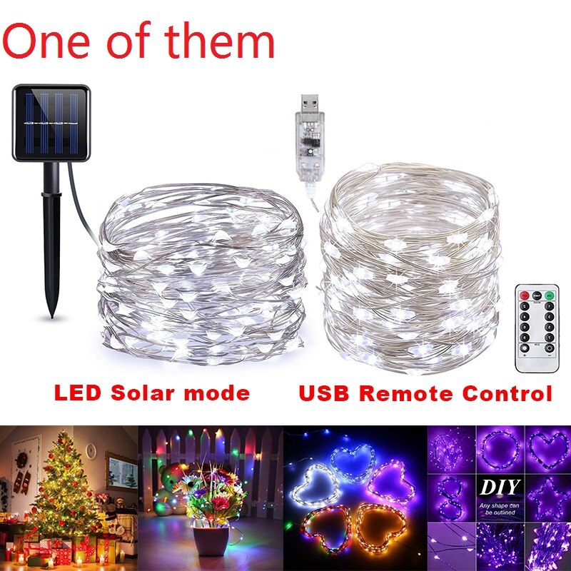 100/200 Led Solar Light Outdoor Waterdichte Solar String Lights Fairy Lamp 8 Modi Christmas Party Decor Tuin Licht: white light / 20 m 200led