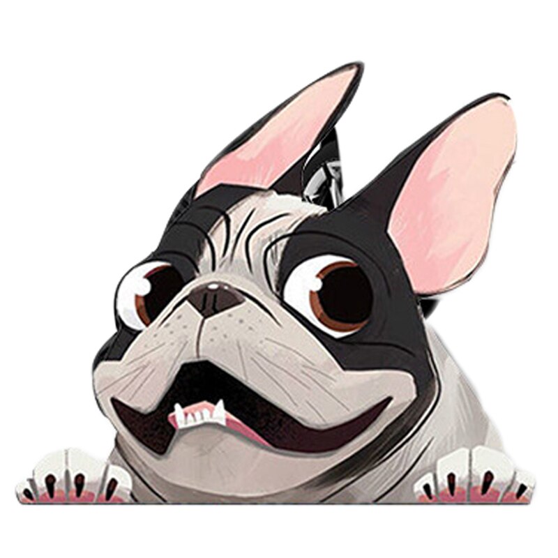 Auto Styling Cartoon Hond Stickers Franse Bulldog Voorruit Vinyl Decal Decor Waterdichte Creatieve Auto Stickers Decoratie 12*14Cm: Black