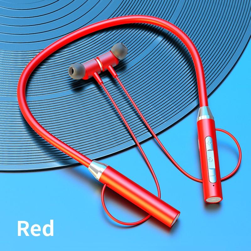 YD08-2 Bluetooth 5.0 Plug-In Kaart Opknoping Hals Headset Magnetische Sport Ultra-Lange Levensduur Batterij In-Oor bluetooth Headset Oortelefoon: Red no carton