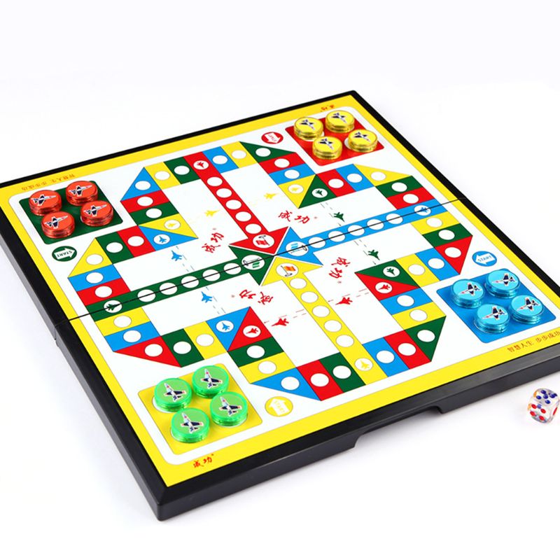 Mini magnetisk foldbar flyvende skak ludo bærbar camping rejse brætspil sæt  c63c