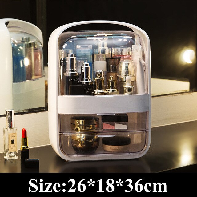 Ei Vorm Led Licht Desktop Organizer Hd Spiegel Make Organizer Creatieve Cosmetische Opbergdoos Portable Schoonheid Doos: a2