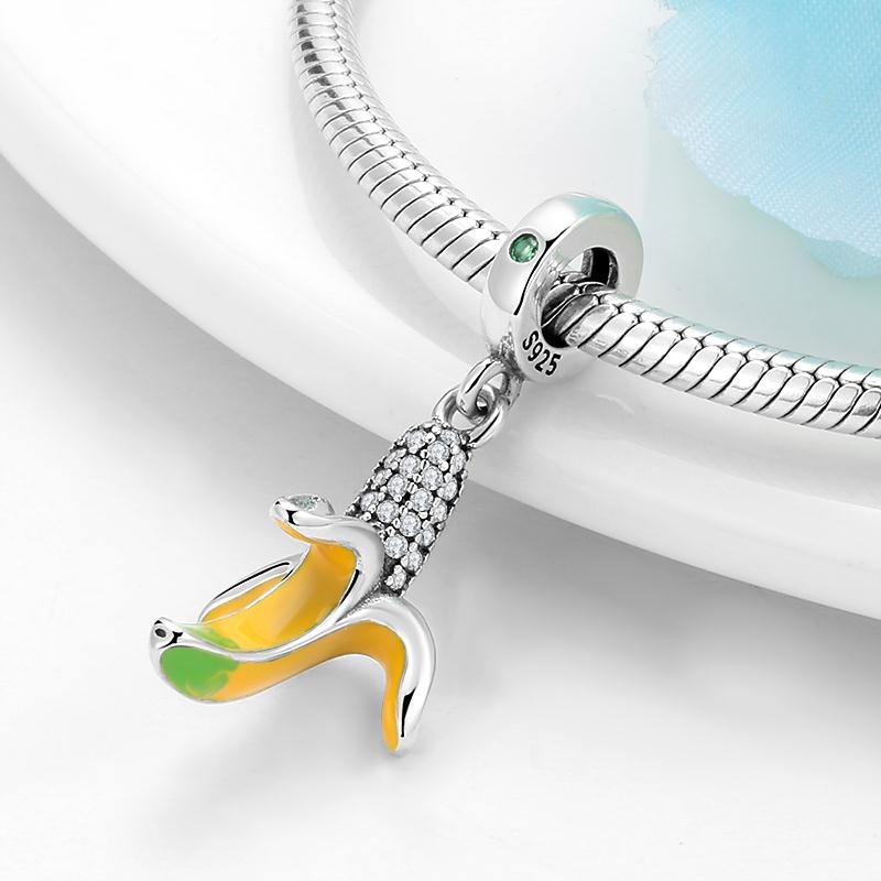 Pendentif Fruits et légumes en émail en argent Sterling 925, bricolage, perles, fabrication de bijoux, Bracelet à breloques fines originales européennes