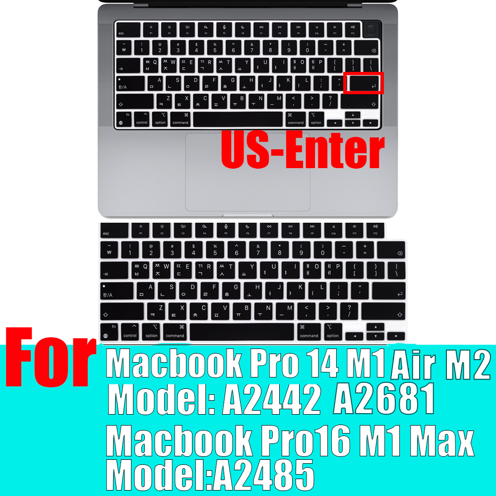 Koreansk us-key us-enter tangentbordsskydd fodral skydd för macbook pro 13 air 11 12 15 touchbar  a2159 a1466 a1932/a1990/a1398/a1708: A2442 a2485
