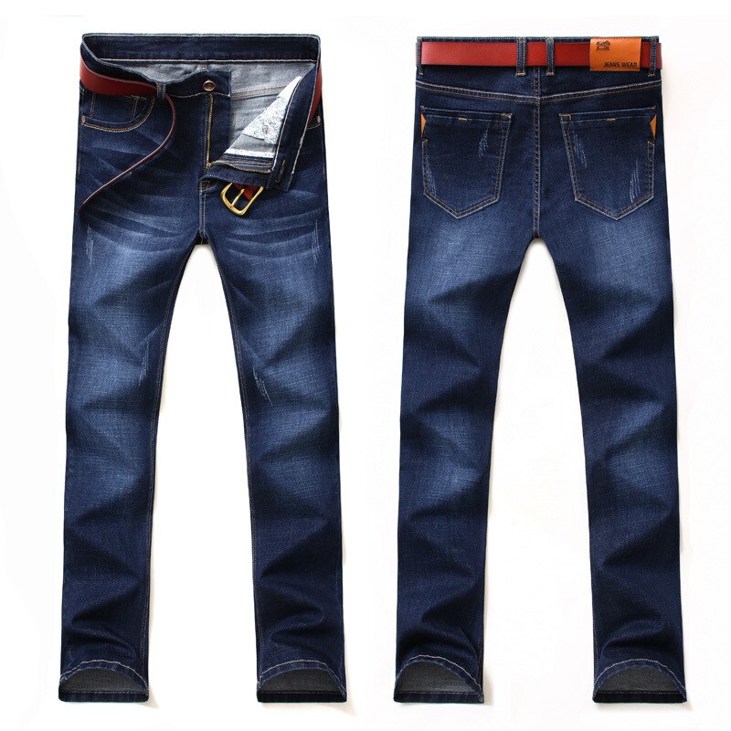 Herre jeans klassisk retro nostalgi straight denim jeans herre plus størrelse 28-38 herre lange bukser bukser mærke biker jean: Lyseblå / 34