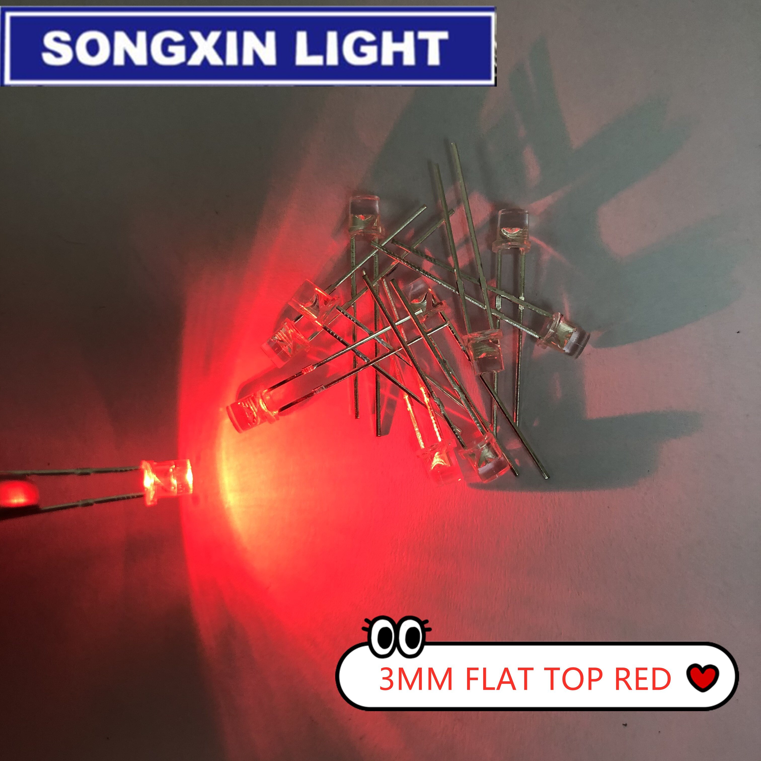 100 pièces 3mm Transparent lumière LED rouge Diode électroluminescente lampe 3mm clair lentille plat grand Angle haute luminosité