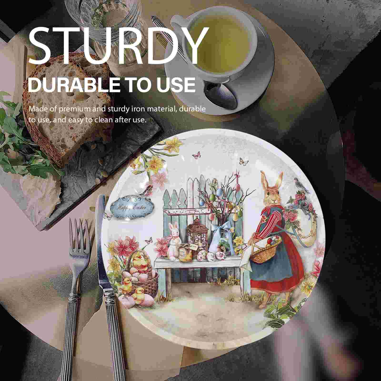 1 Pc Plate Easter Iron Plate Easter Bunny Fruit Plate Easter Fruit Serving Plate for Easter Home Desktop