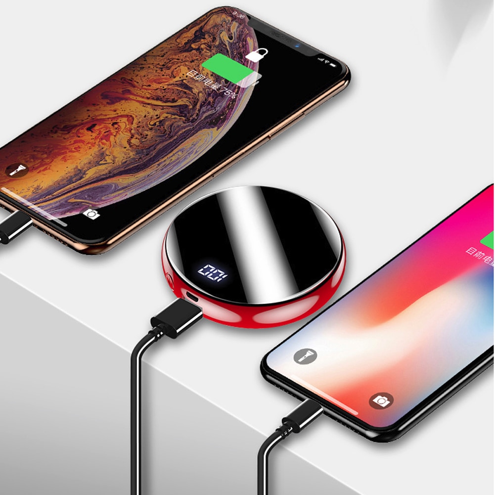 20000mAh portátil Mini banco de potencia espejo pantalla cargador de teléfono batería externa LED Digital Poverbank para teléfono móvil