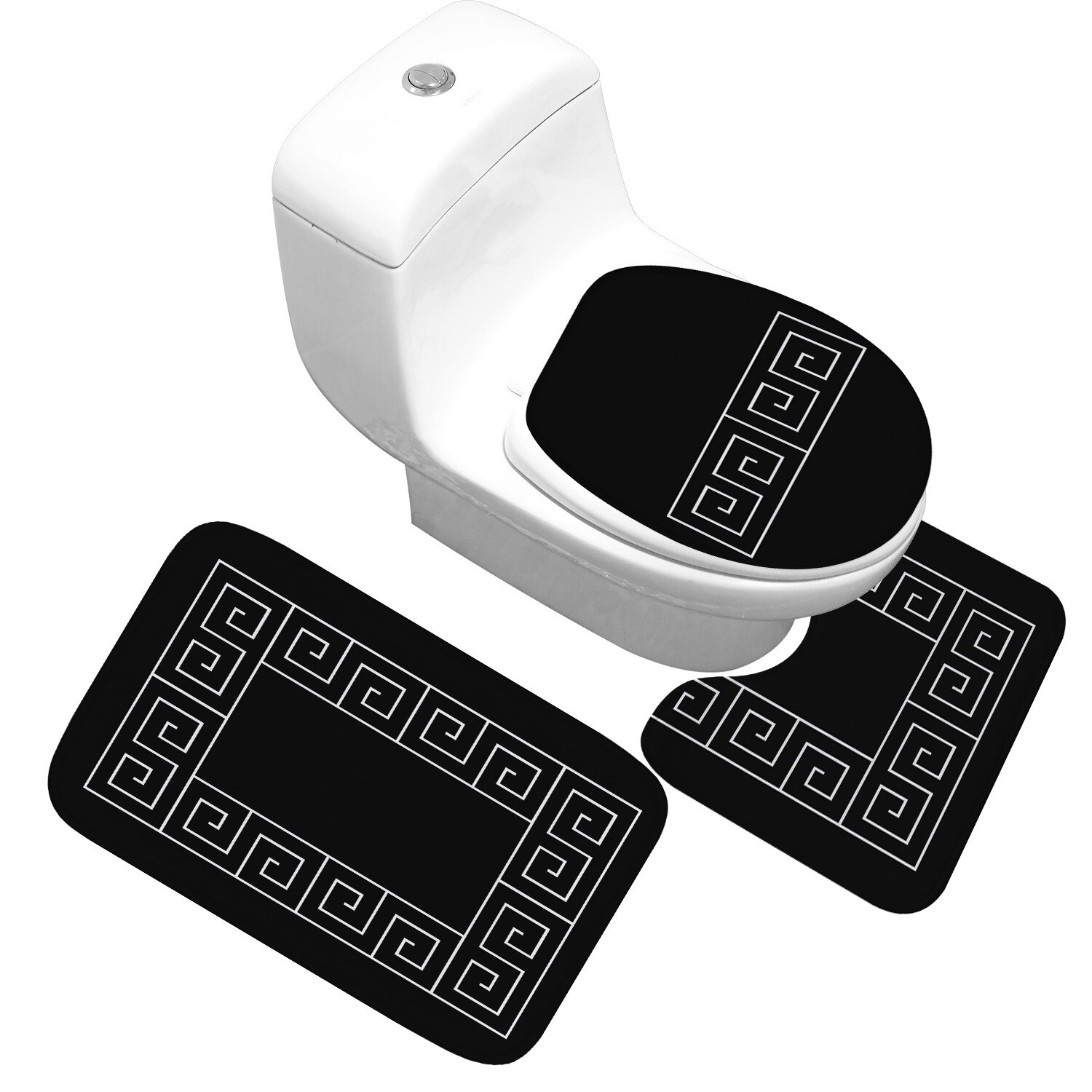 Badmat marmer blauw goud badkamer mat 3-delige set wasbaar, zachte U deurmatten binnen deurmat antislip gevormd tapijt absorberen water (50 x 80) sneldrogende toiletmat