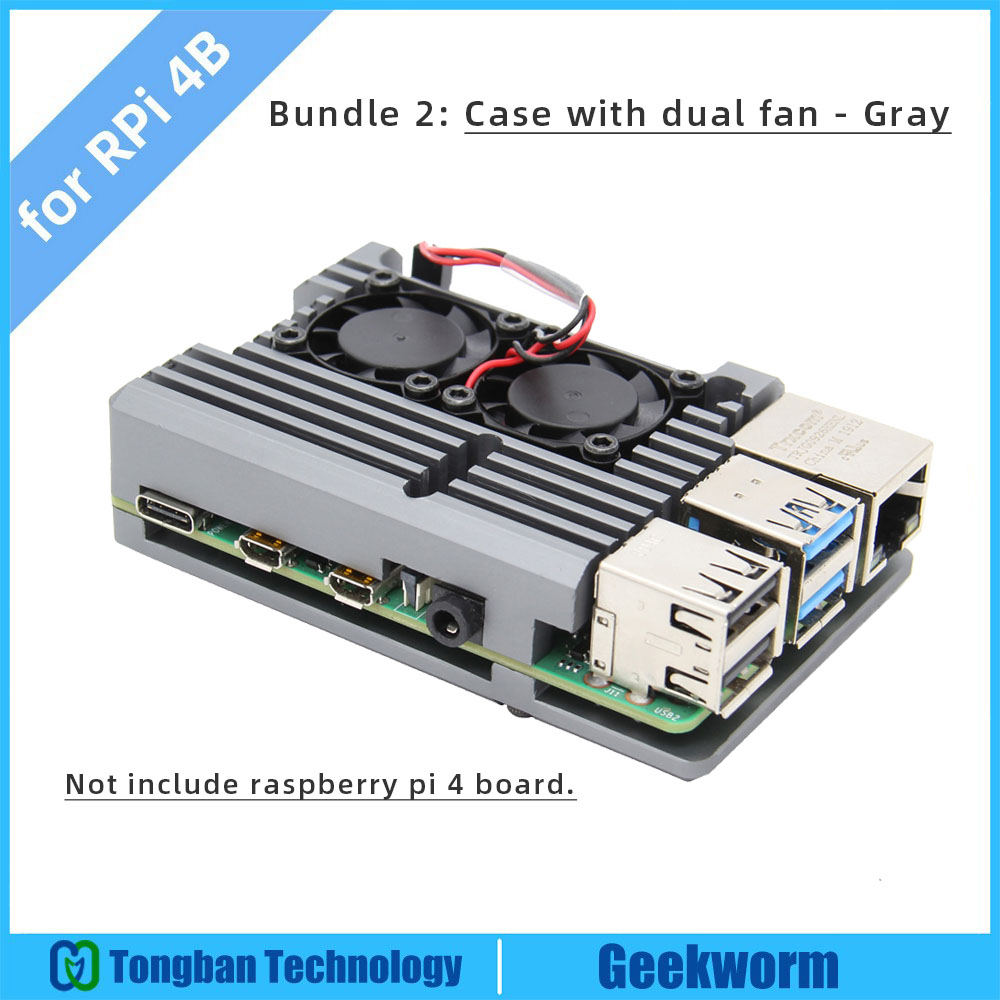 Raspberry Pi 4 Passive Cooling Case, Pi 4B Armor Aluminum Alloy Case/ Metal Enclosure Heat Dissipation for Pi 4 Model B: Bundle 2