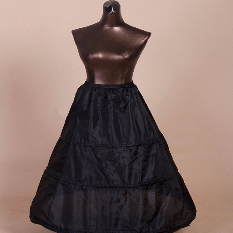 Hoop Wit Zwart Petticoat Voor Trouwjurk Een Lijn Bridal Lange Petticoat Onderrok Wit Crinoline Jupon Enaguas Novia: Black