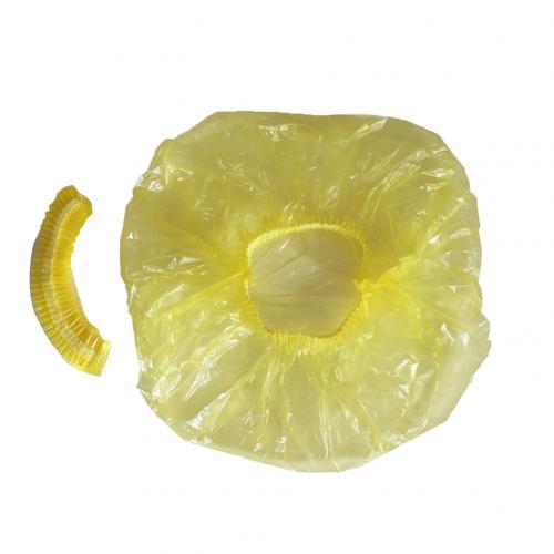 100Pcs Women Disposable Transparent Shower Hair Salon SPA Cap Protective Hat Anti-dust Protective Cap Shower Cap Hair Dye Cap: Yellow