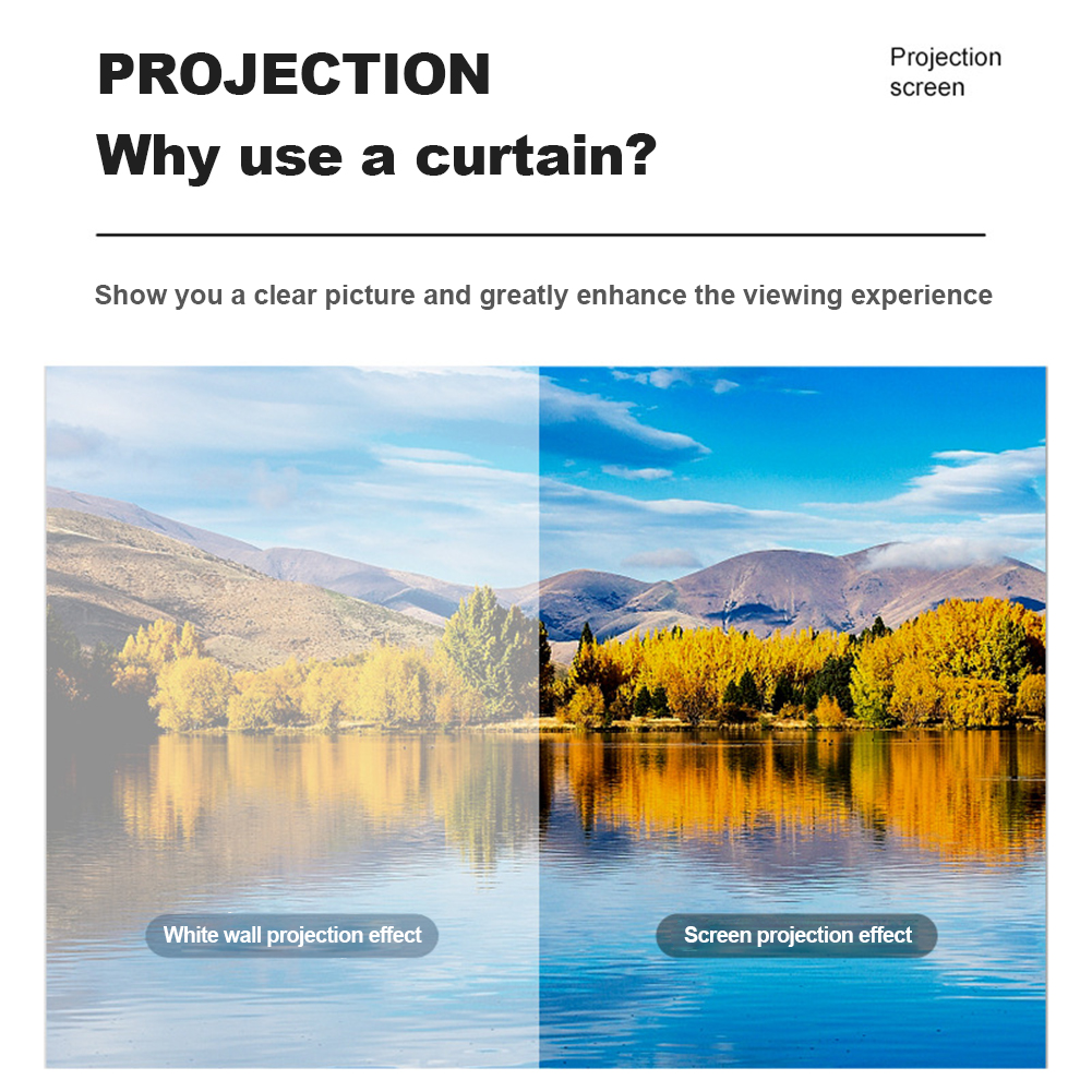 60-133- inch portable reflective projector screen 4k hd 1080p 16:9 metal light curtain projection screens for home, outdoor, and office use