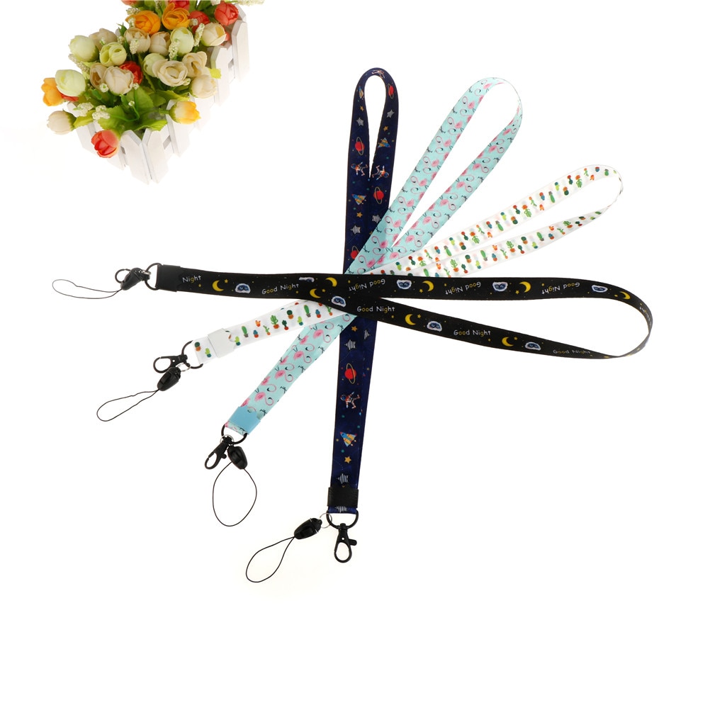 1pcs Cartoon Print Mobile Phone Neck Strap Cute Keys Lanyards ID Card Hang Rope ID Badge Holder Party about 45cm