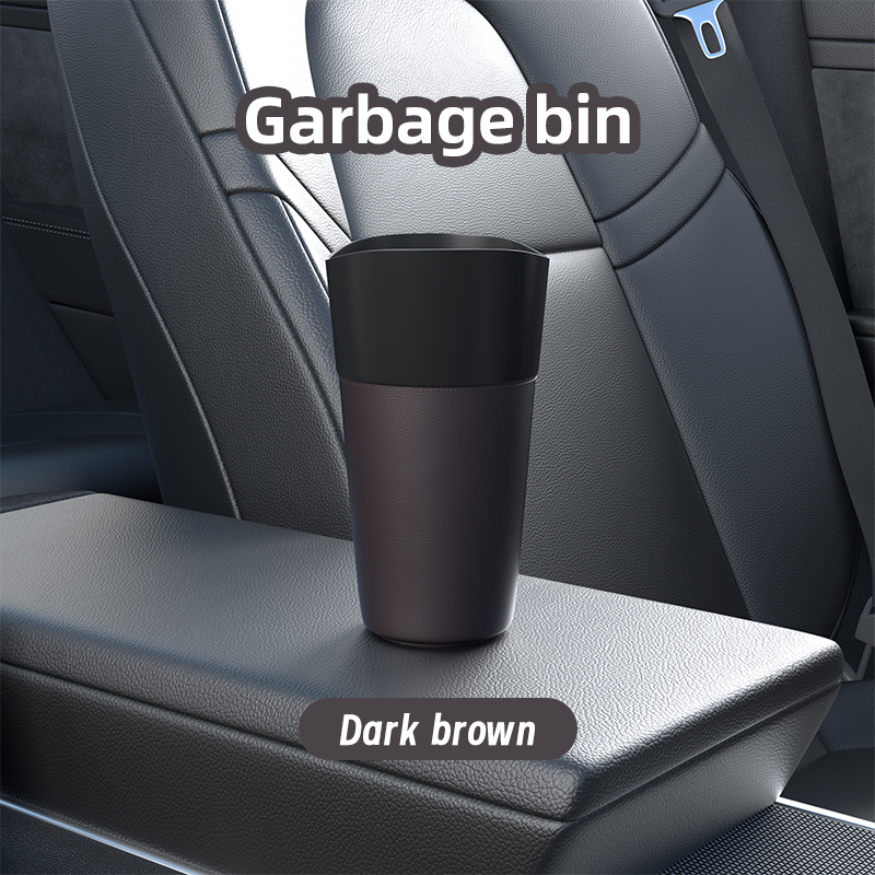 Mini Bunte Leder Auto Mülleimer Auto Staub Lagerung Container Wasserdichte Müll Behälter Lagerung Kasten Auto Zubehör Vielseitig: Braun