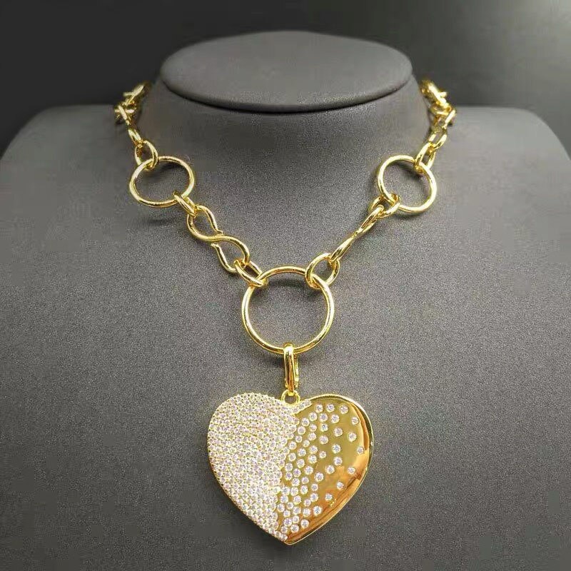 Sterling Zilveren Oorbellen S925 Diamant, Liefde, Geometrie, Keten, Vrouwelijke Mode, Persoonlijkheid, Luxe Sieraden, oorbellen Voor Vrouwen: Necklace 3-Large si