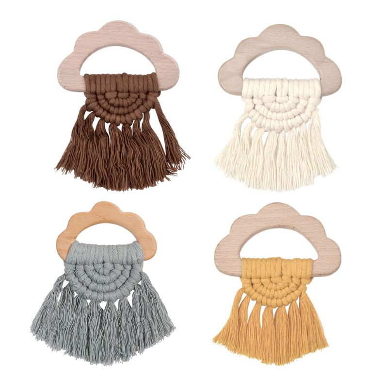Vintage Baby Cloud Vorm Houten Bijtring Eco-vriendelijke Organische Houten Rammelaar Ring Chewable Baby Tandjes Speelgoed L9CD
