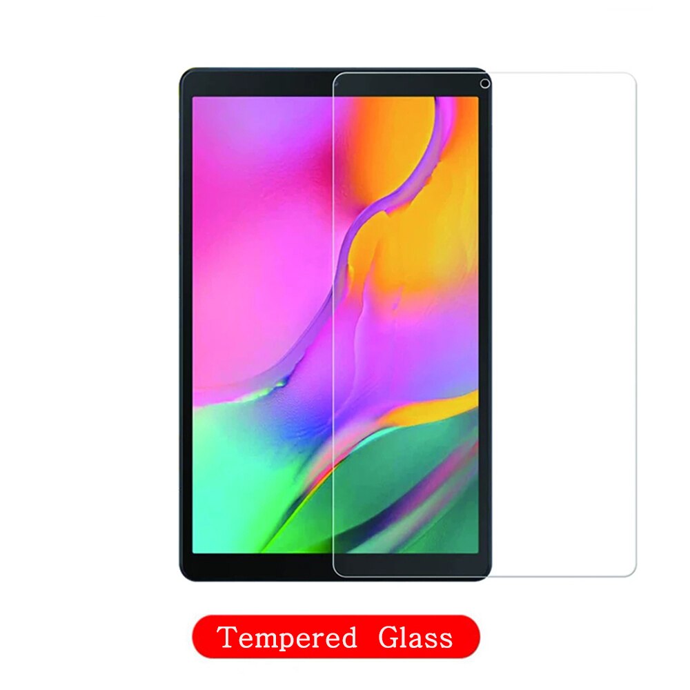 Funda Samsung Galaxy Tab A 10.1 SM-T510 SM-T515 Shockproof Tablet Case Stand Holder Flip Cover Slim Coque + Tempered Glass: Tempered Glass