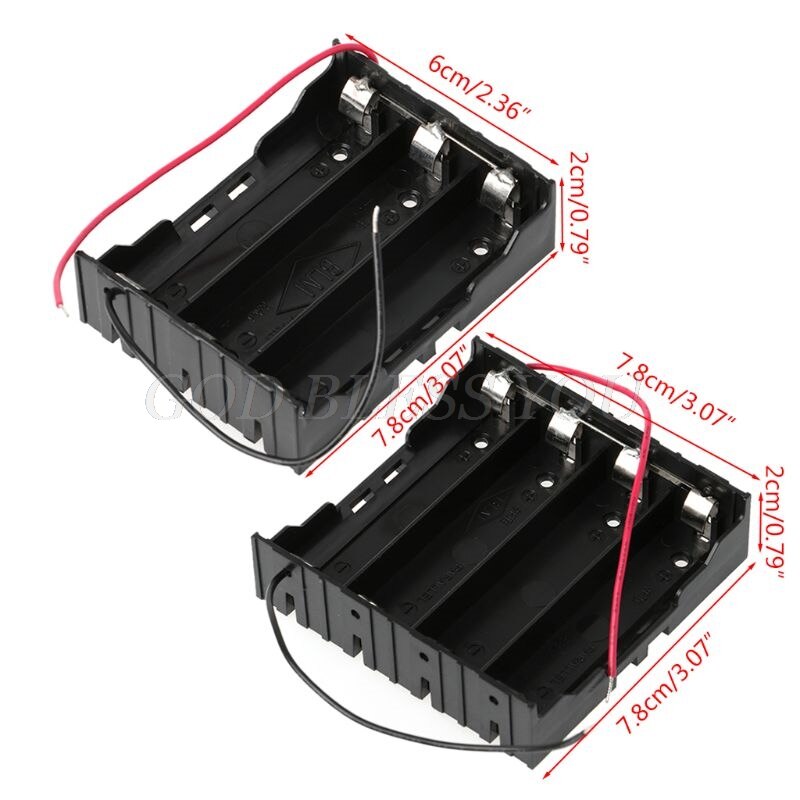 3.7V Parallel 3x 4x 18650 Batteries Holder Box Storage Case Container With Wire