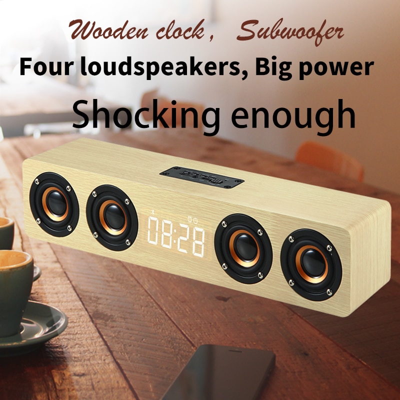 Powerful Wooden TV Soundbar 20W Portable Bluetooth Speaker Wireless Column Home Theater 4D Stereo Subwoofer caixa de som TF FM