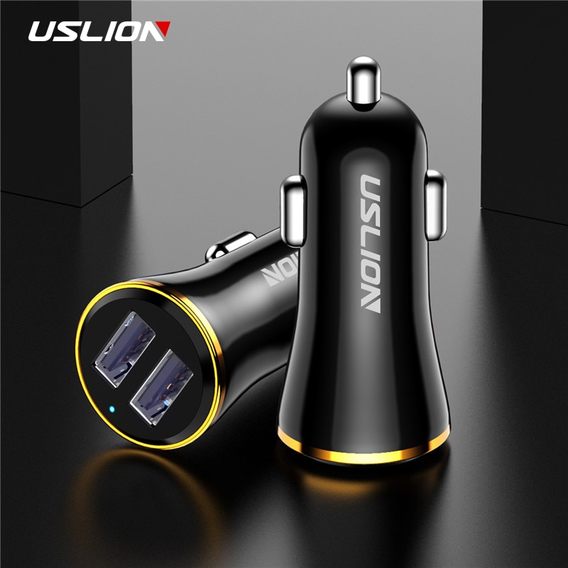 Uslion Usb Autolader 2.4A Snelle Autolader Universele Mobiele Telefoon Auto-Oplader Voor Xiaomi Honor Iphone 11 Pro max Tablet