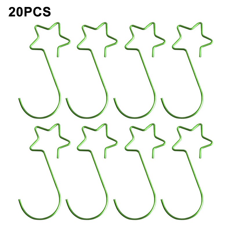 20pcs Christmas Star Hook Hanging Ornament Xmas Tree Garland Socks Holder Reusable Party Decoration Years Mall JA55: Green