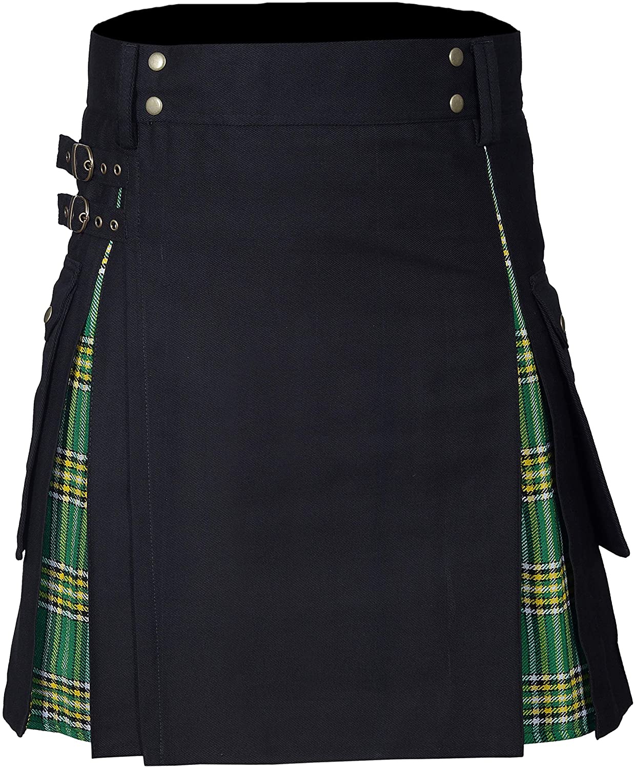 Kilts pour hommes, Kilt utilitaire, Kilt hybride en jean 100 % coton, Kilt traditionnel pour hommes en tartan plissé en boîte moderne: L / green