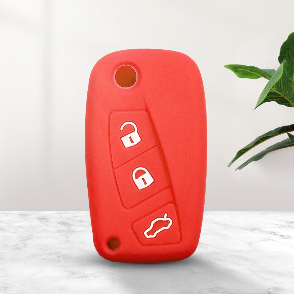 KEYYOU-Funda de goma de silicona para llave de coche, carcasa de 3 botones para FIAT, Panda, Stilo, Punto, Ducato, Doblo, Minibus, Grande, Bravo, 500 Fob