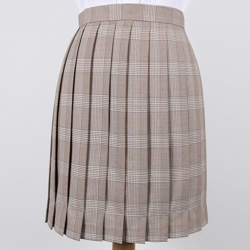 Faldas plisadas de cintura alta para chicas, uniforme escolar a cuadros grises, Cosplay, Falda plisada femenina para estudiantes JK: XL