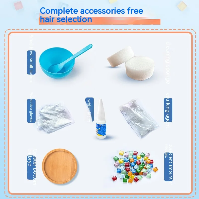 Posavasos de mosaico hecho a mano para niños, bandeja de madera para vajilla, tapete para tazas, artesanía, fácil de hacer, de Navidad