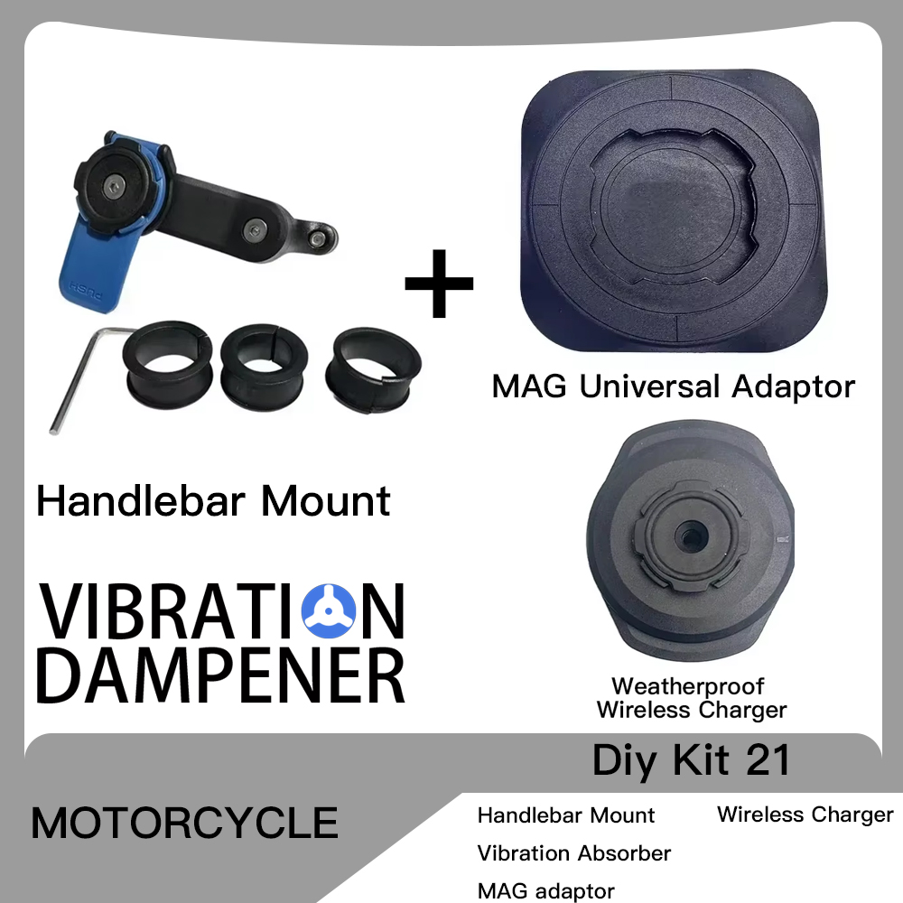 Motorrad Drahtlose Ladegerät Lenker Vorbau Gabel Halterung Telefon Halterung Vibration Dämpfer MAG Universal Adapter Bremse Kupplung: blass rosa grau