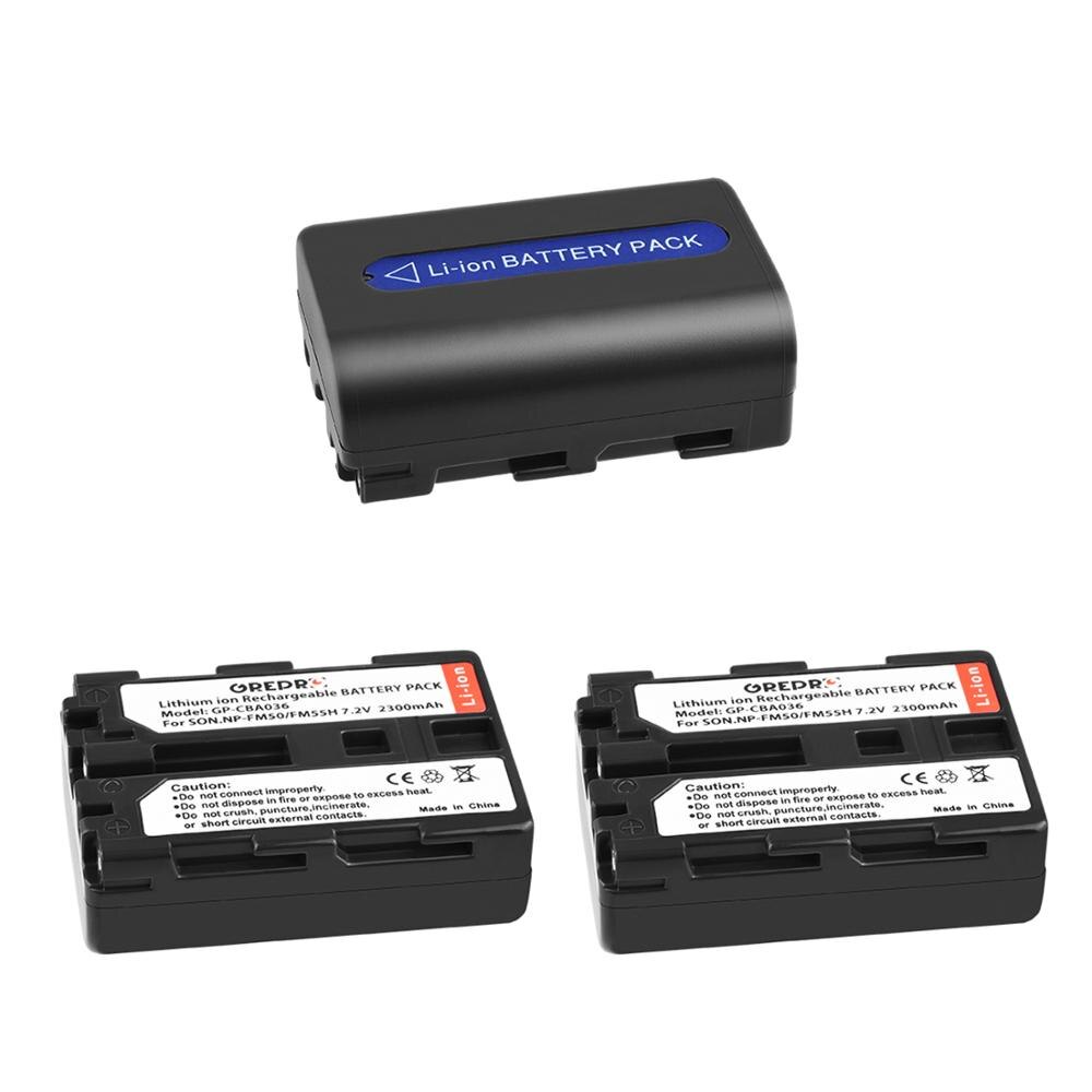 Batería de NP-FM50 para Sony NP, FM50, FM55H, NP-FM55H, NP-FM30, NP-FM50, NP-FM51, NP-FM70, NP-FM71 NP, QM71, QM71D, FM90, 2 uds.: 3x Battery