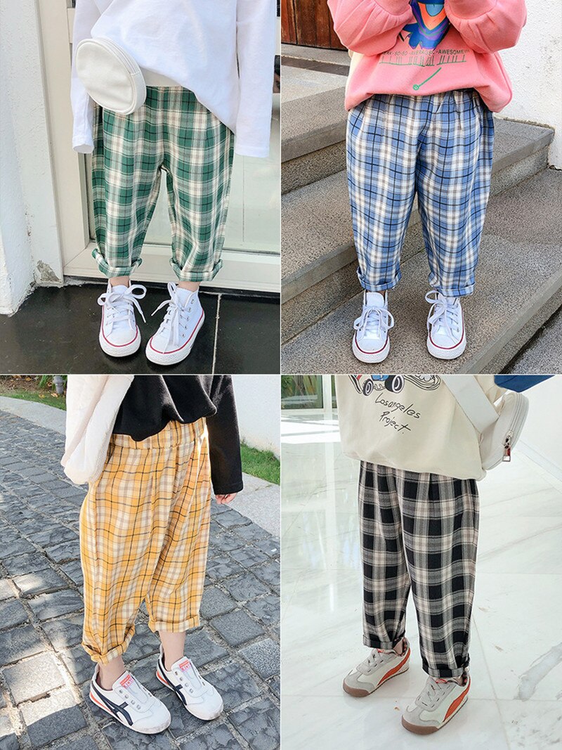 Pantalon à carreaux pour bébés et enfants, pour filles et garçons, collection printemps été automne